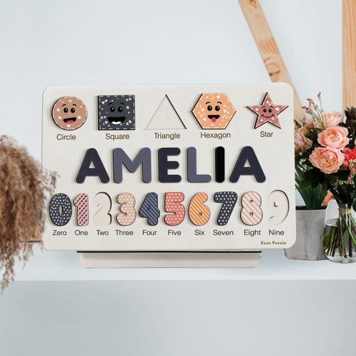 Personalized Name Puzzle With Numbers Baby Birthday Gift - Etsy