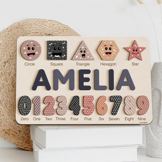 Custom Name Puzzle, 0-3 Years Old Gift, Toy: Handmade, Wooden and Patented Design