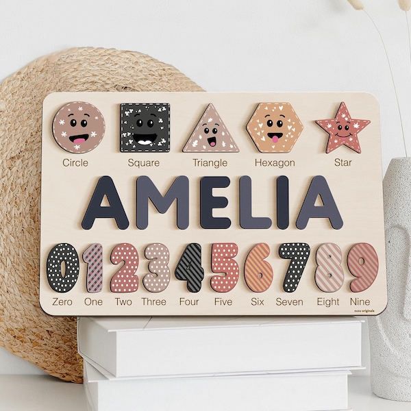 Custom Name Puzzle, 0-3 Years Old Gift, Toy: Handmade, Wooden and Patented Design