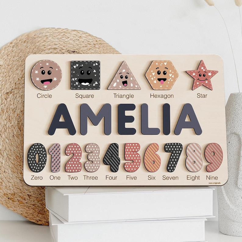Custom Name Puzzle, 0-3 Years Old Gift, Toy: Handmade, Wooden and Patented Design