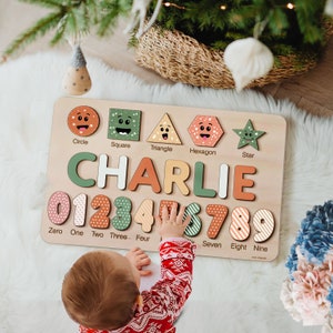 Wooden Personalized Name Puzzle | Personalized Busy Board Puzzle | Baby Girl and Boy Gifts | Kid Easter Gifts | Custom Baby Toy 6-12 month
