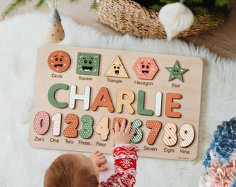 Wooden Personalized Name Puzzle | Personalized Busy Board Puzzle | Baby Girl and Boy Gifts | Kid Easter Gifts | Custom Baby Toy 6-12 month