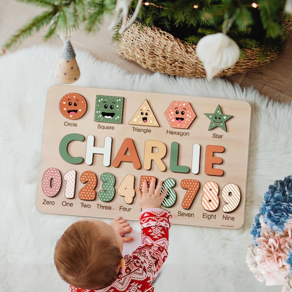 Wooden Personalized Name Puzzle | Personalized Busy Board Puzzle | Baby Girl and Boy Gifts | Kid Easter Gifts | Custom Baby Toy 6-12 month