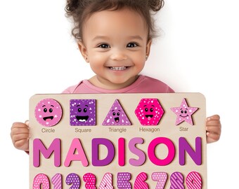 Wooden Name Puzzle, Baby Name Puzzle, Toddler Name Puzzle, Custom Name Puzzle Wooden Letters, Wood Name Puzzle, Baby Gift, Baby Toy Gift
