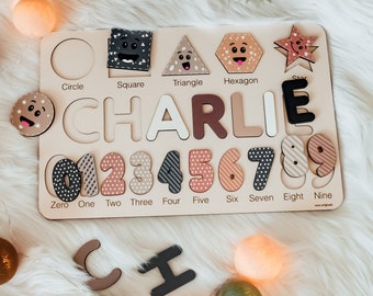 Wooden Personalized Name Puzzle | Personalized Busy Board Puzzle | Baby Girl and Boy Gifts | Kid Easter Gifts | Custom Puzzle for Baby