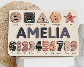 Wooden Busy Board Puzzle Personalized Name Puzzle Toy Baby Girl Gift Nursery Decor First Christmas Gift Wood Toys for One Year Old