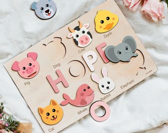 Unique Nursery Toy for Baby Girl and Baby Boy, Wooden Custom Name Puzzle for Toddlers, New Baby Room Decor, 1st Birthday Gift, Personalized