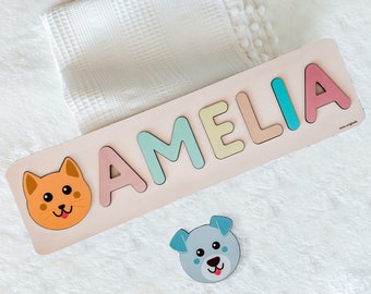 Personalized First Birthday Gift, Baby Girl Toy, Baby Shower Gift, Wooden Handmade Custom Name Puzzle, Kids and Toddler Nursery Learning Toy