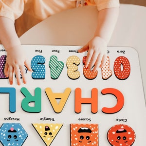 Personalized Gifts for Baby Girls and Boys, Toddlers Christmas Gift Customized Name Puzzle, Kids Wooden Montessori Educational Toys, Puzzle