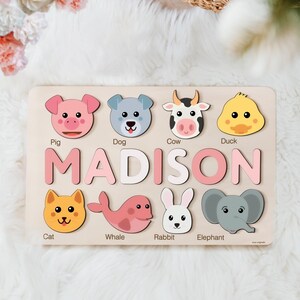 Custom Name Puzzle, Wooden Name Letter, First Christmas, Personalized Toys for Baby, Wood Toy for One Year Old, Baby Boy, Baby Girl Gift