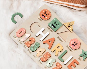 Wooden Name Puzzle, Montessori Toy, Personalized Baby Gift