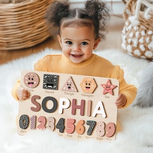 Name Puzzle for Babies, Personalized Baby Gift, 1st Birthday Gift Girl, Custom Baby Gift, Wooden Name Puzzle, 1 Year Birthday Gift, Puzzle