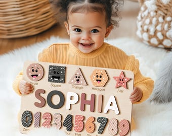 Name Puzzle for Babies, Personalized Baby Gift, 1st Birthday Gift Girl, Custom Baby Gift, Wooden Name Puzzle, 1 Year Birthday Gift, Puzzle