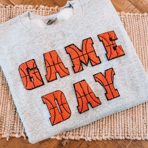 Game Day/ basketball/ sweatshirt/ chenille lettering/ winter shirt /