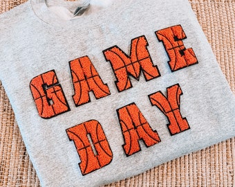 Game Day/ basketball/ sweatshirt/ chenille lettering/ winter shirt /