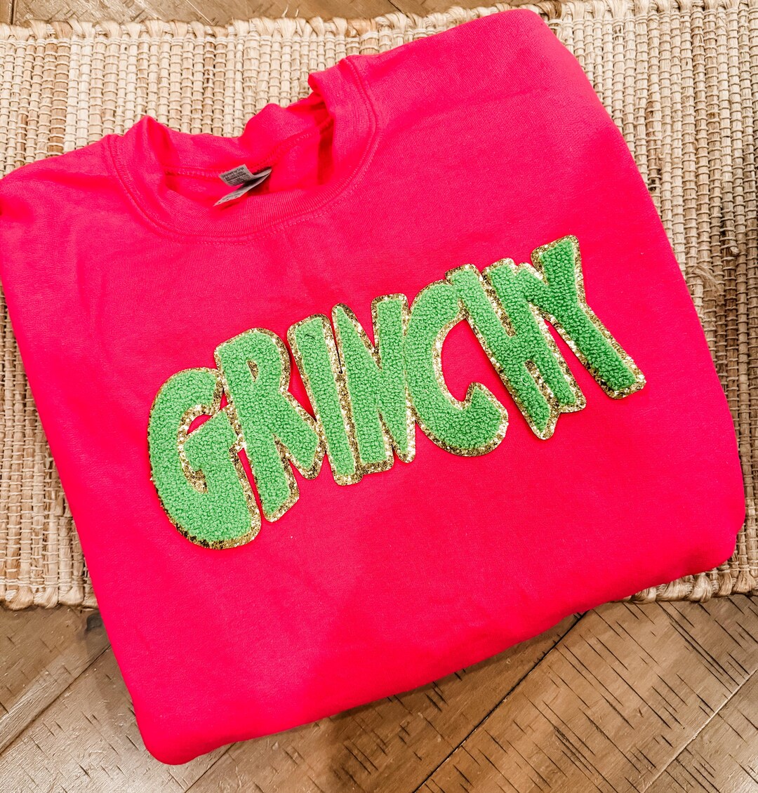 Dark Green Sequin Letter Graphic Father Christmas Patched Sleeve Sweatshirt