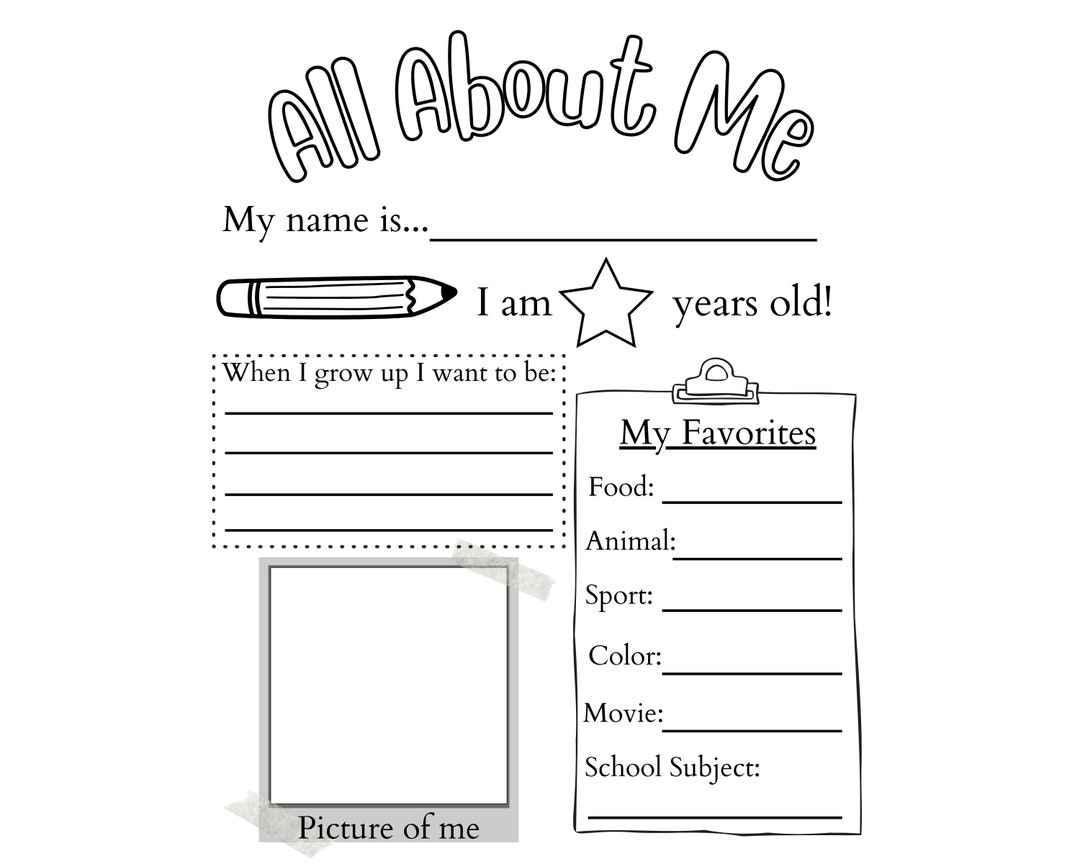 PRINTABLE All About Me Worksheet Printable Activity For Kids First PRINTABLE All About Me Worksheet Printable Activity For Kids First