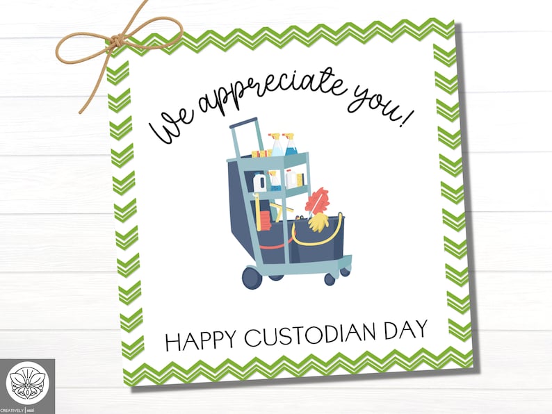 Custodian Appreciation Day Printable Gift Tag Janitor Thank Etsy