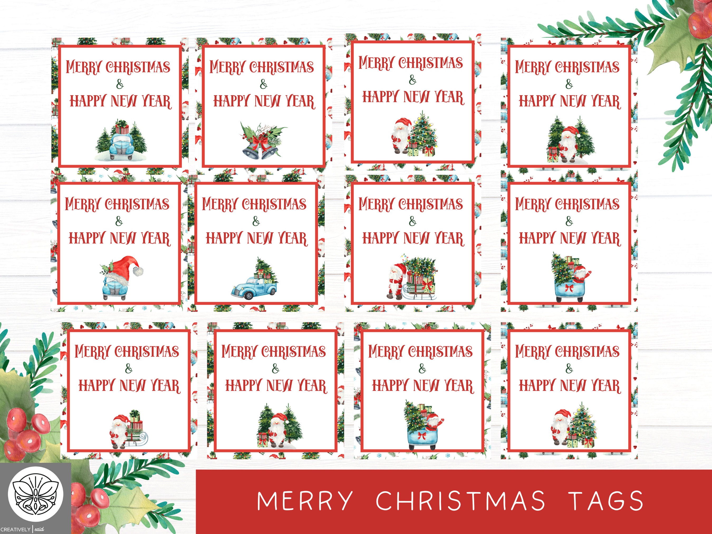 Merry christmas and happy new year gift tag Clearance
