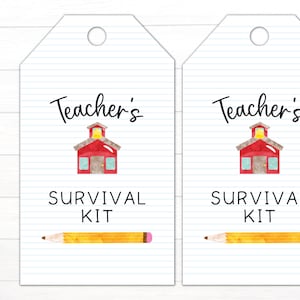 Printable Back to School Survival Kit Tag | Teacher Gift Tags |Instant Download | First Day of School Printable | Back to School Printable