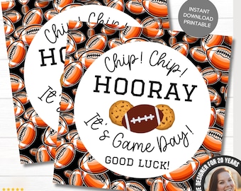 Football Good Luck Tags | Printable Football Party Favor | Football Coach Gift | Football Team Treat Tags | Homecoming Gift Tags | Chip Chip