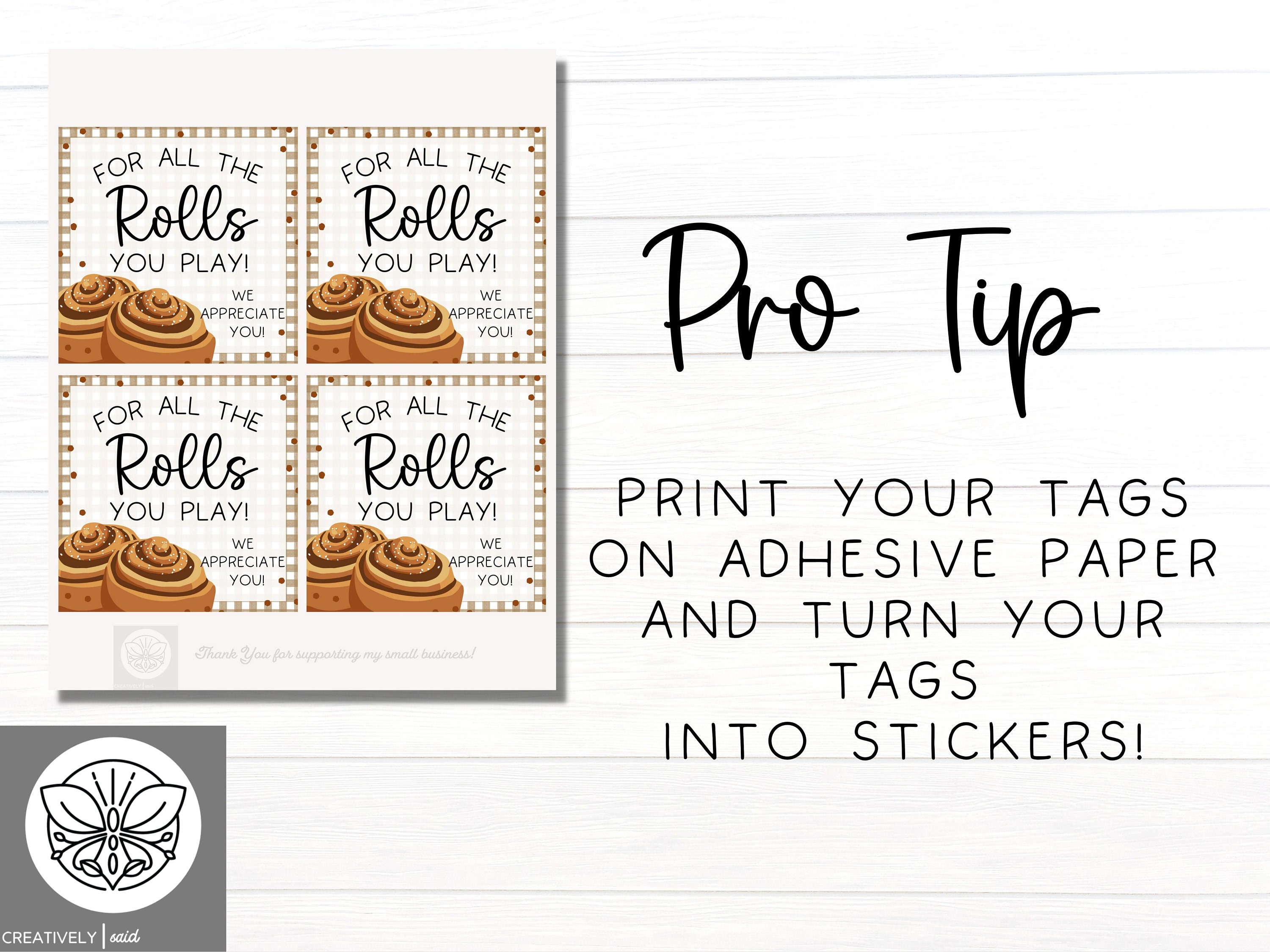 Cinnamon Roll Gift Tag | Teacher Nurse Staff Appreciation Gift Tag ...