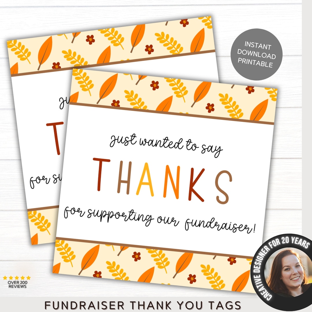 Fall Fundraiser Fundraising Printable Thank You Tag Appreciation Nuts