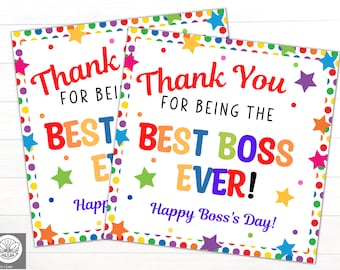 Happy Boss's Day 2 Printable Tags Best Boss - Etsy