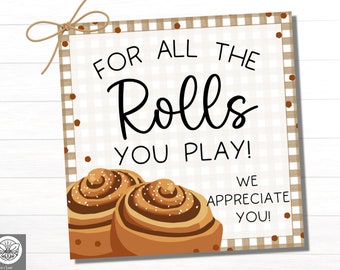 Cinnamon Roll Gift Tag | Teacher Nurse Staff Appreciation Gift Tag | Bakery Treat Tag Label | Employee Volunteer Thank You | Hospital Staff