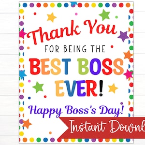 Best Boss Ever Thank You Sign | Boss's Day Sign | Printable Instant Download | Boss Appreciation Sign