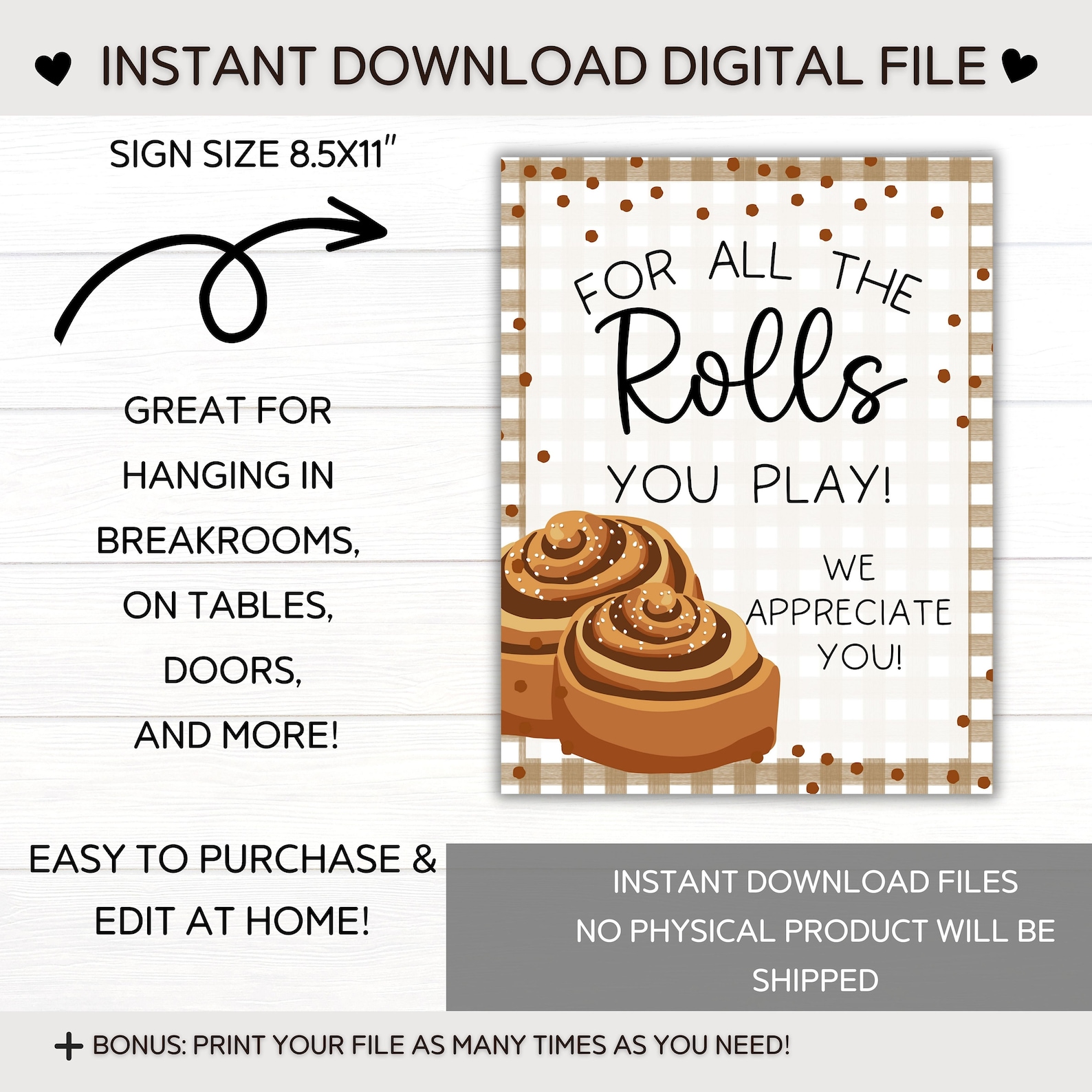 Cinnamon Roll Gift Sign | Teacher Nurse Staff Appreciation Gift Sign ...