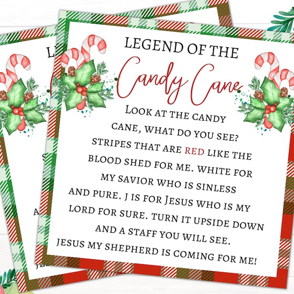 Legend of the Candy Cane Tags | Religious Gift Tag | Advent Partner Gift Idea | Gifts for Teachers | Catholic School Christmas Gift