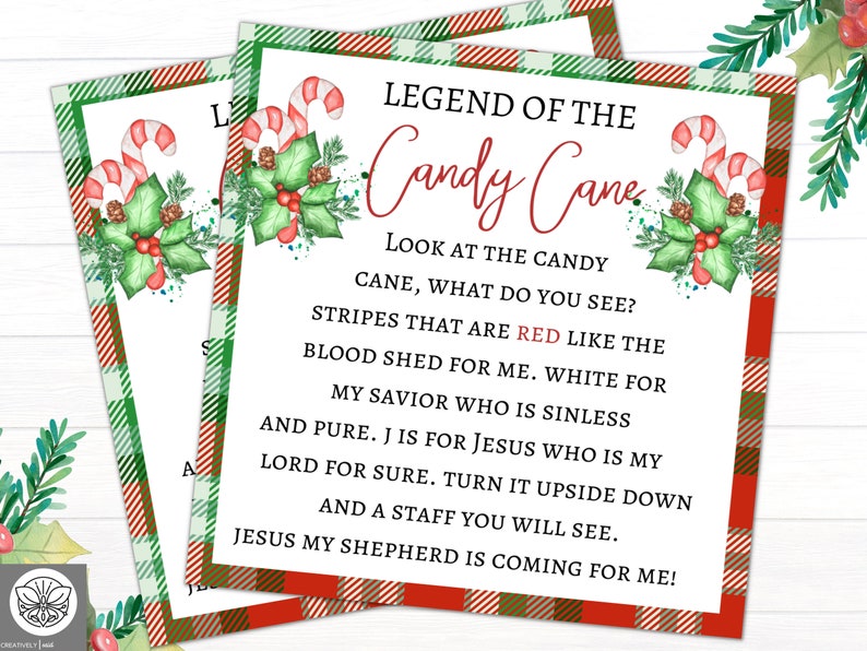 Legend of the Candy Cane Tags | Religious Gift Tag | Advent Partner ...