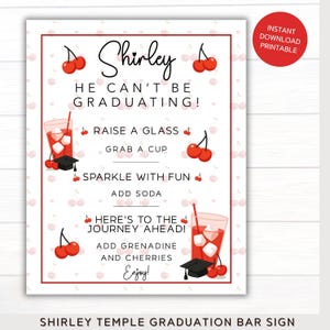 Enseigne de bar à boissons Shirley Temple pour la remise des diplômes | idées de bricolage | Station sans alcool | Cocktail sans alcool aux cerises | Lycée Collège | il