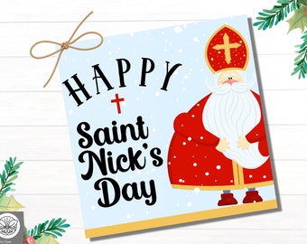 St. Nicholas Day | Catholic Home School | Catholic School Christmas | St. Nicks Day Tag Label Sticker | Printable St. Nick's Day Gift Tags