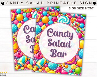 Candy Salad Printable Gift Tag Instant Download | Gifts for Candy Lovers | Self Care Gifts for Her | Teacher Nurse Thank You Gift Tags