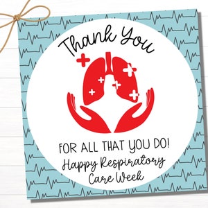 Respiratory Care Week | Gift for Respiratory Therapists | Respiratory Therapist Appreciation Gift | Tags for Respiratory Therapists | Label