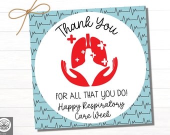 Respiratory Care Week | Gift for Respiratory Therapists | Respiratory Therapist Appreciation Gift | Tags for Respiratory Therapists | Label