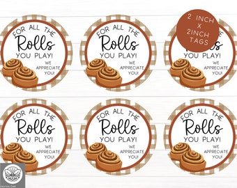 Cinnamon Roll Gift Tag | Teacher Nurse Staff Appreciation Gift Tag | Bakery Treat Tag Label | Employee Volunteer Thank You | Hospital Staff