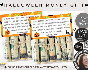 Halloween Money Gift Ideas | Gift Basket for Men | Nanny Gifts | College Care Packages Ideas | Halloween Tote Bag Tag | Printable Teen Gift