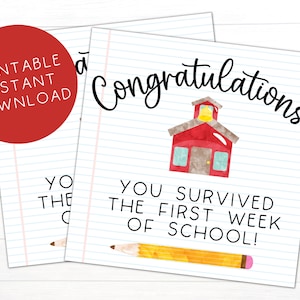 Teacher Survival Kit Gift Tag | Gifts for Teachers and Staff Appreciation | Box Label | Basket Back To School | Self Care Box | Bus Driver