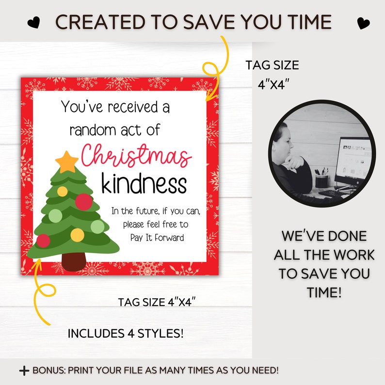 Christmas Random Act of Kindness Cards | Pay It Forward | Printable ...