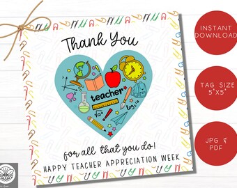 Teacher Appreciation Week Ideas 2023 | Teachers Appreciation Week Printable Gift Tag | Teacher Gift Box Gifts Bulk | Gifts for Teachers