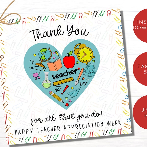 Teacher Appreciation Week Ideas 2023 | Teachers Appreciation Week Printable Gift Tag | Teacher Gift Box Gifts Bulk | Gifts for Teachers