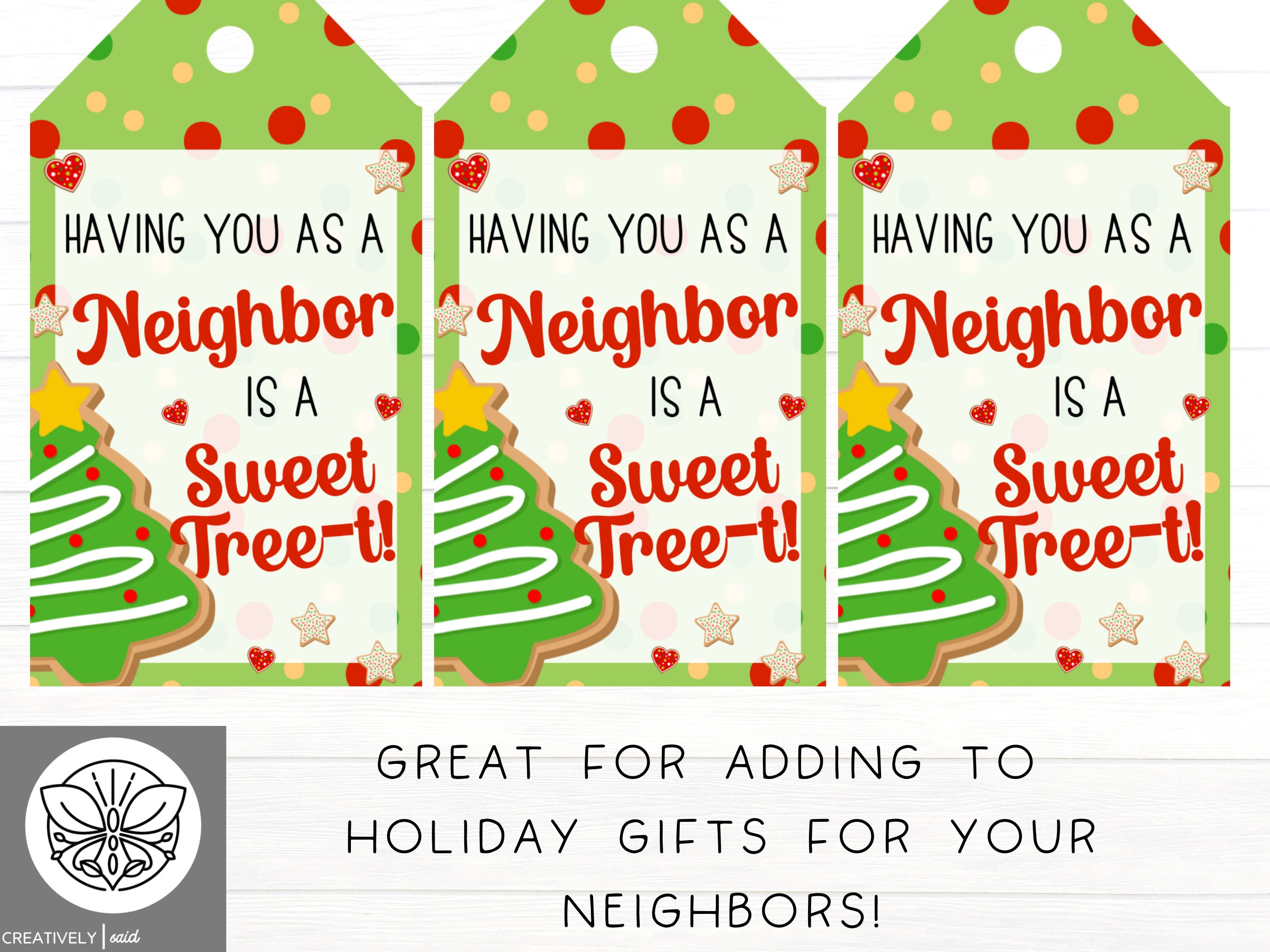 Gift Tag Printable Neighbors Christmas Gifts for Neighbors Christmas Baked  Goods Label Neighbor Gift for Christmas Cookie Bag Tag 