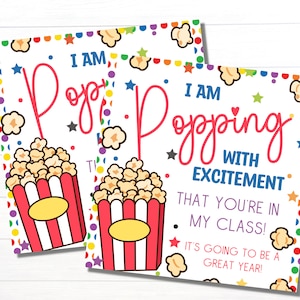 I'm Popping With Excitement That You're In My Class Tags | Instant Download | First Day of School Printable Tag | Back To School Tag