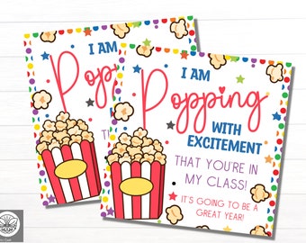 I'm Popping With Excitement That You're In My Class Tags | Instant Download | First Day of School Printable Tag | Back To School Tag