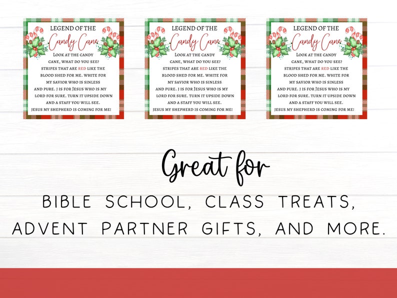 Legend of the Candy Cane Tags | Religious Gift Tag | Advent Partner ...