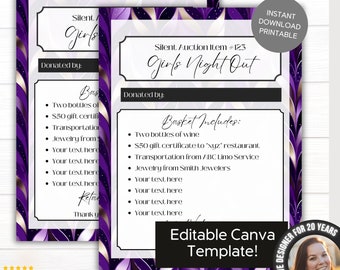 Fundraiser Auction Gift Baskets Form Flyer | Basket Bid Description List Template | School Fundraiser Gala Event Templates | Auction Items