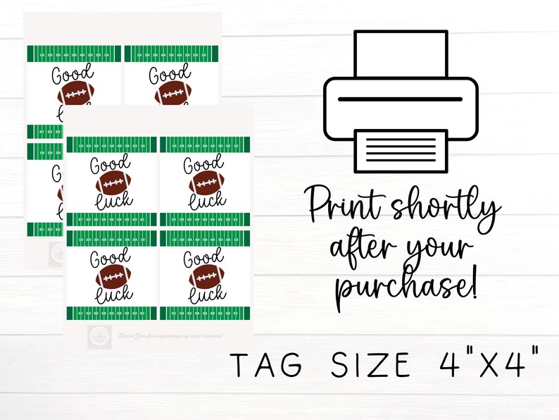 Football Good Luck Tags Printable Football Party Favor - Etsy